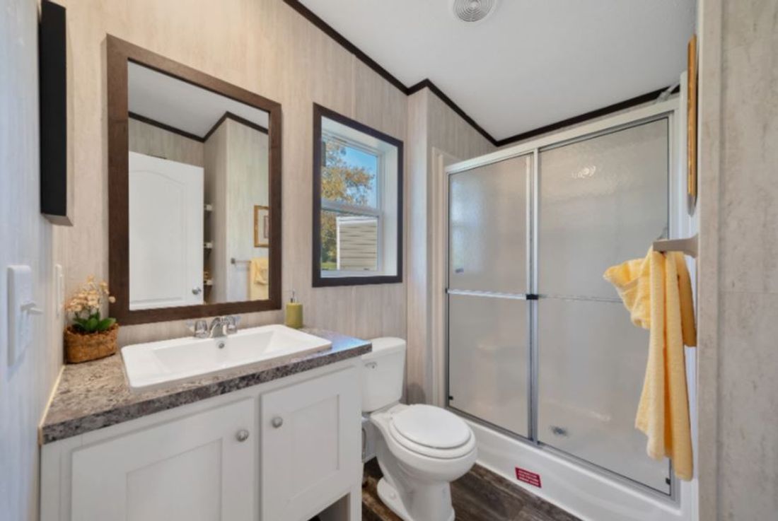 The ZIRCON Master Bathroom. This Manufactured Mobile Home features 3 bedrooms and 2 baths.
