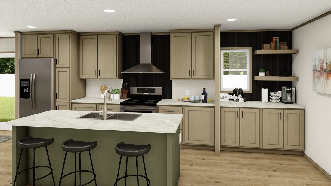 The EXPLORER 5628-1710 Kitchen. This Manufactured Mobile Home features 3 bedrooms and 2 baths.