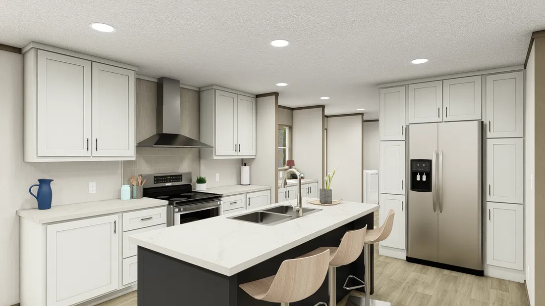 The SNOWCAP 7628-1910 Kitchen. This Manufactured Mobile Home features 4 bedrooms and 3 baths.