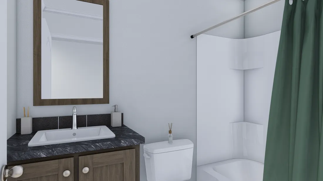 The SPRINGFIELD 4428-1855 Guest Bathroom. This Manufactured Mobile Home features 3 bedrooms and 2 baths.