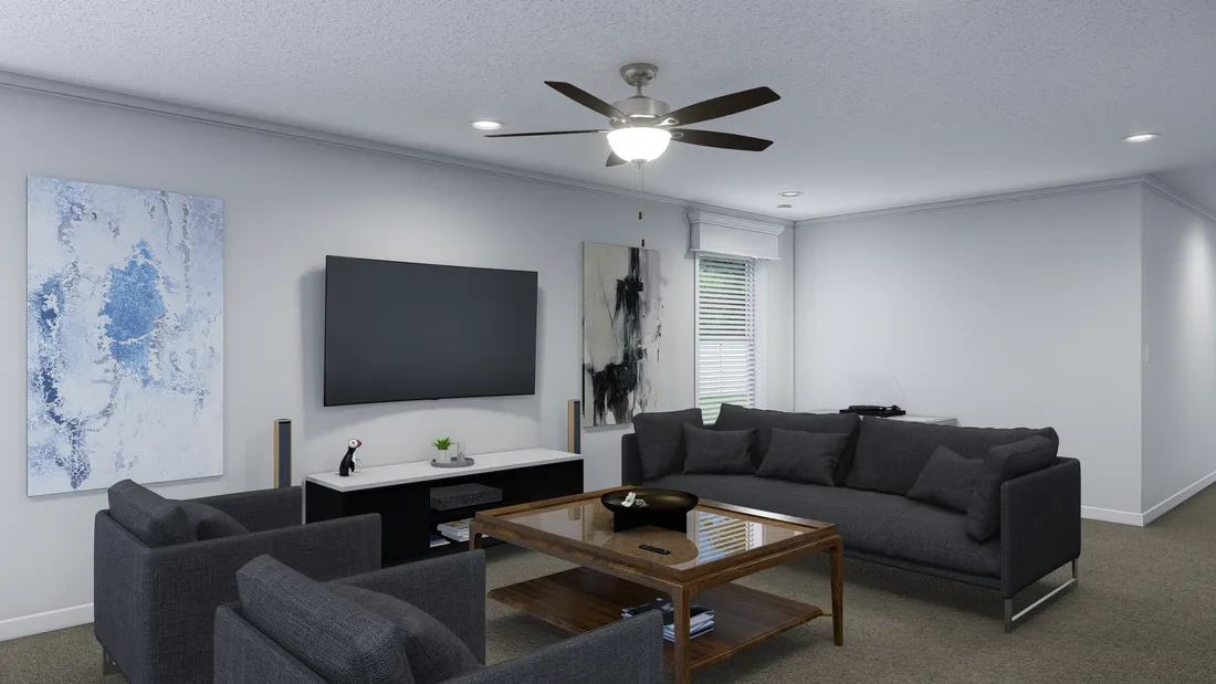 The SPRINGFIELD 4428-1855 Living Room. This Manufactured Mobile Home features 3 bedrooms and 2 baths.